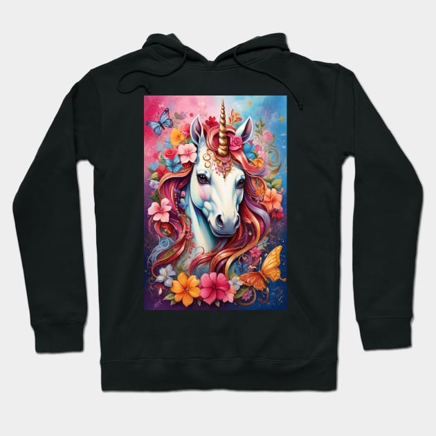 Floral X Unicorn Hoodie by Ratherkool